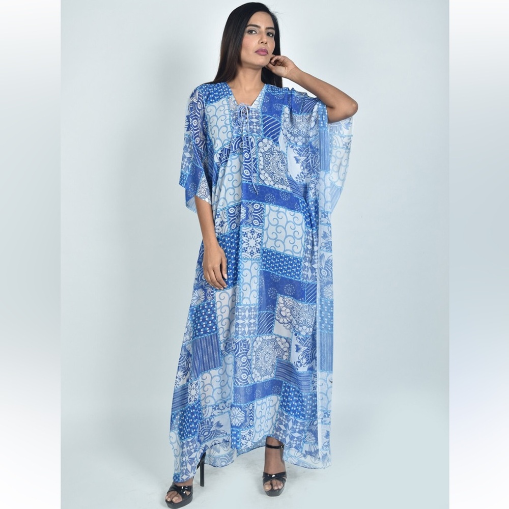 Roamans Patterned Kaftan Dress - Size 14/16